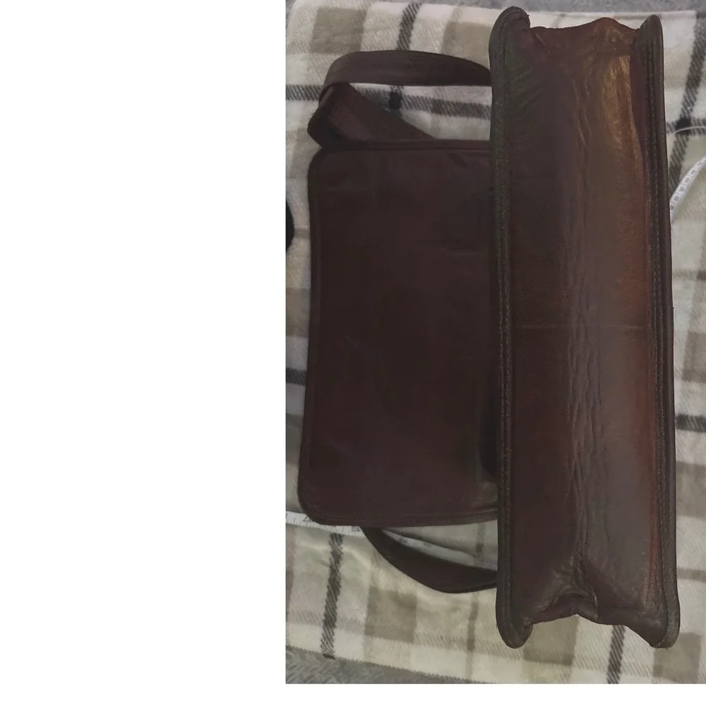Urban Leather Messenger Bag Dark Brown Full Grain Leather Adjustable Strap